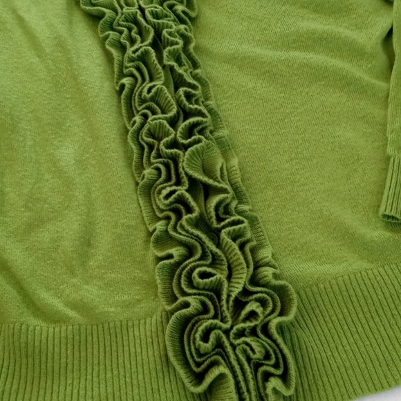 Apostrophe Women's Lime Green Long Sleeve Cardigan Dainty Nylon Blend Sweater L - Picture 4 of 9